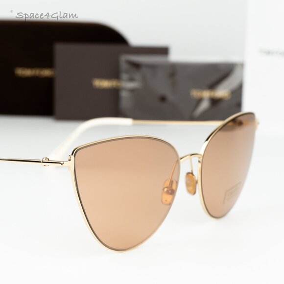 Tom Ford Women Sunglasses Gold Brown Mirror Cat Eye FT1005 32G BRAND NEW main image 6